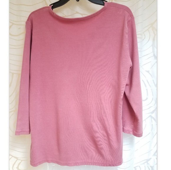 SALE | L.L. Bean Salmon Pink 3/4 Sleeve Cotton Top - Picture 2 of 4